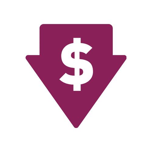 Icon for value, symbole of dollar in an arrow.