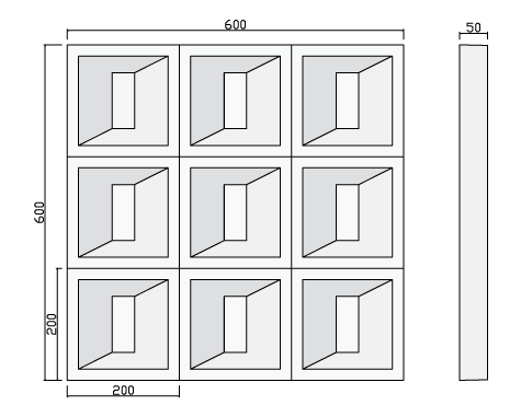 Waffle panel technical drawing